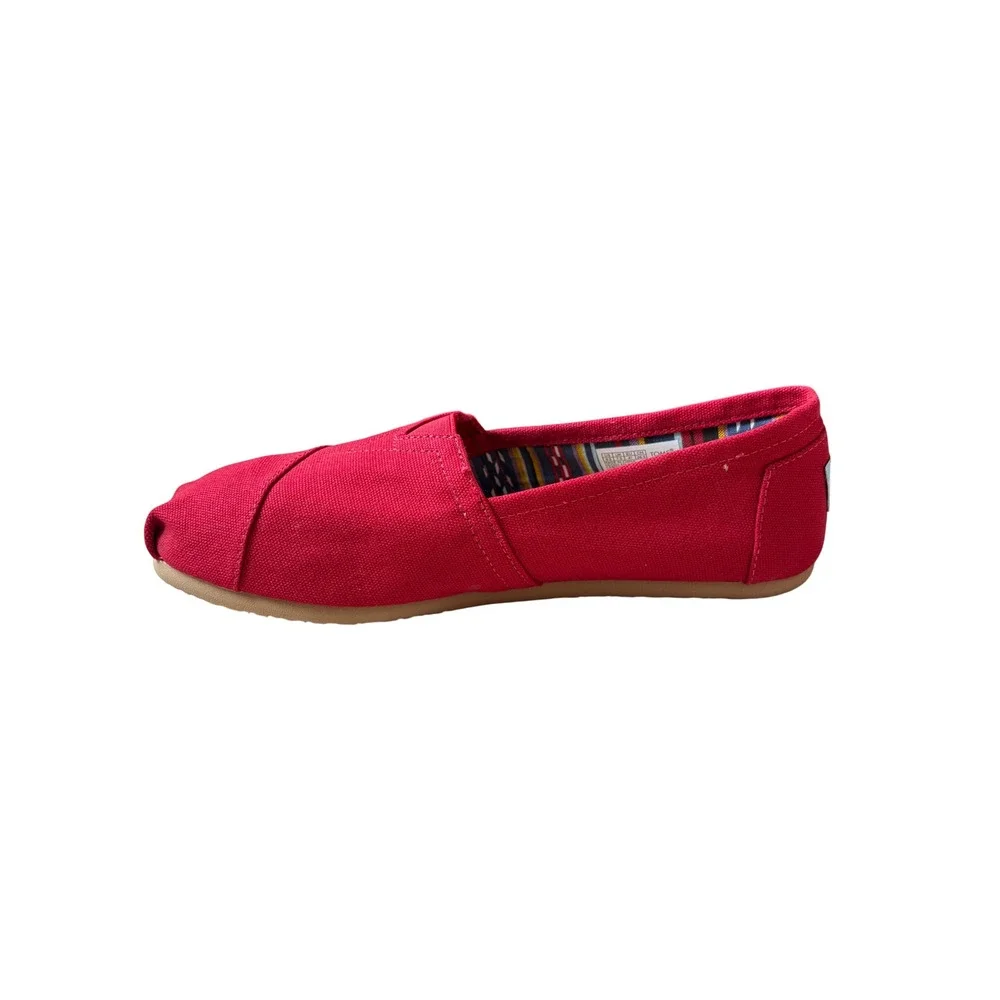 TOMS Womens Alpargata Red Canvas Slip On Loafers Shoes Size 9.5 NWT